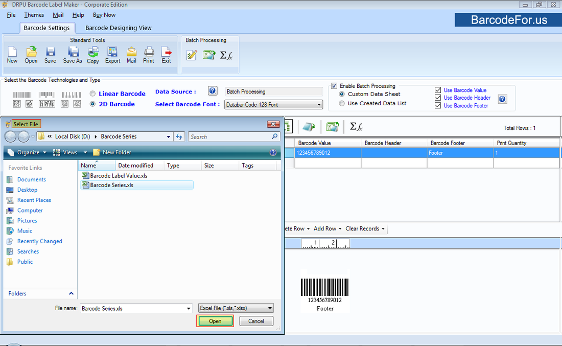 Create Barcode With Excel Data - Barcode Label Creator Application